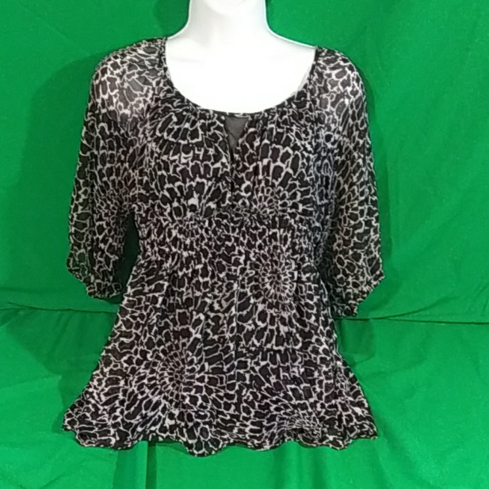 HP ECI brown and white blouse sz 6P